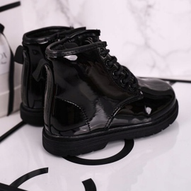 FRROCK Dziecięce Botki Ocieplane Glany Lakierowane Czarne Ammy 1