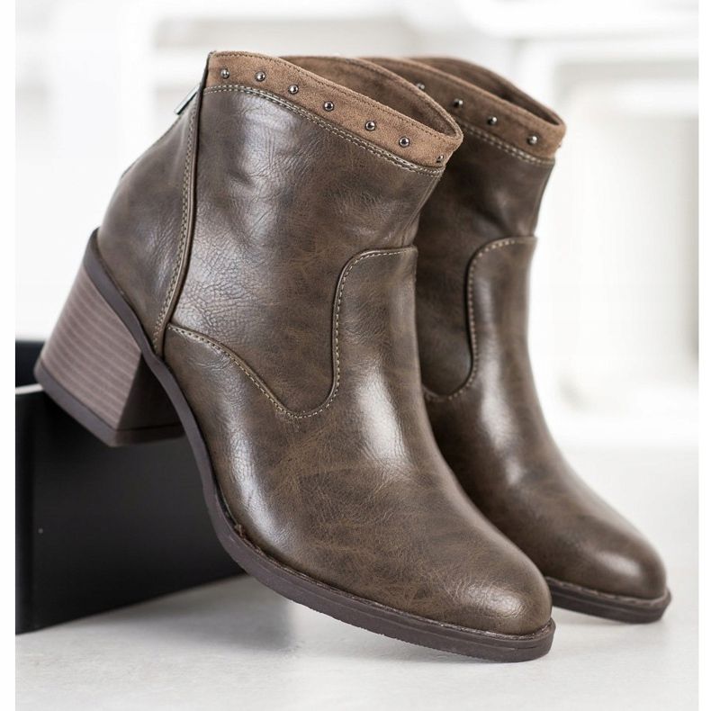 Kylie Casualowe Botki Z Eko Skóry brązowe 2