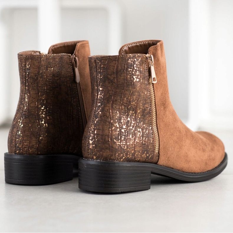 Bestelle Modne Botki Na Suwak brązowe 1