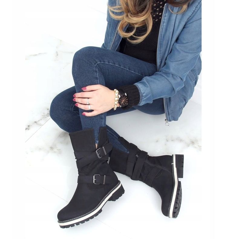 Botki na protektorze czarne 9671 Black 2