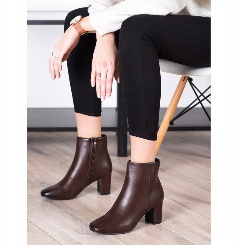 Super Mode Klasyczne Botki Na Obcasie brązowe 1