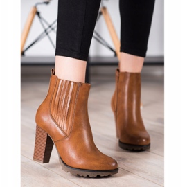 Super Mode Brązowe Botki Na Słupku 2