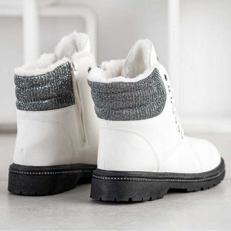 SHELOVET Białe Trapery Z Cyrkoniami 1