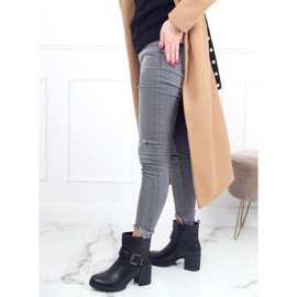 Botki na szerokim obcasie czarne 7956-GA Black 2
