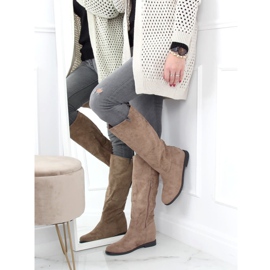 Kozaki na ukrytym koturnie beżowe ST-11P Khaki beżowy 2