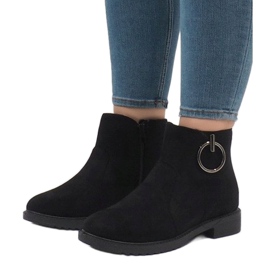 Czarne botki ocieplane zamszowe X-36 2