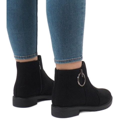 Czarne botki ocieplane zamszowe X-36 1