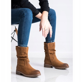 Super Mode Botki Z Marszczoną Cholewką brązowe 2