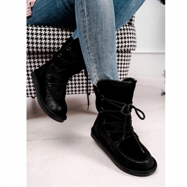 HAN Damskie Botki Śniegowce Ocieplane Futerkiem Czarne Ilana 2