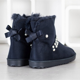 Queentina Granatowe Mukluki Z Perełkami 2