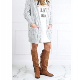 Kozaki z frędzlami ukryty koturn camel ST-28P Camel beżowy 1