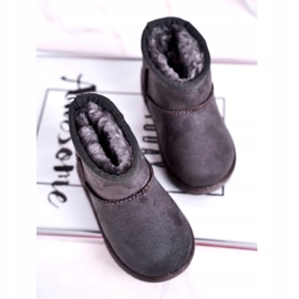 Ocieplane Dziecięce Młodzieżowe Botki Śniegowce Szare Gooby 2