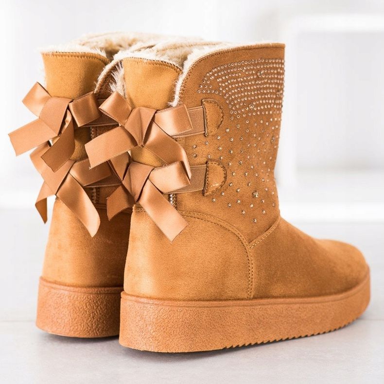 Small Swan Mukluki Z Kryształkami brązowe 2