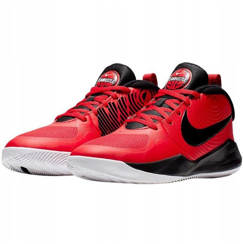 Buty dla dzieci Nike Team Hustle czerwono-czarne AQ4224 600 czerwone 1