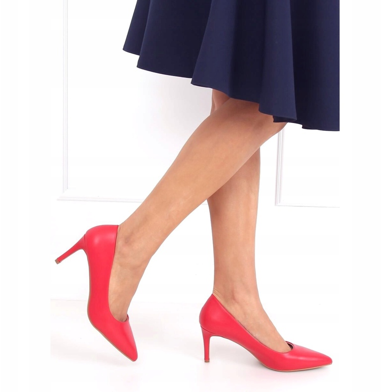 Szpilki niski obcas czerwone CD62P Red 1