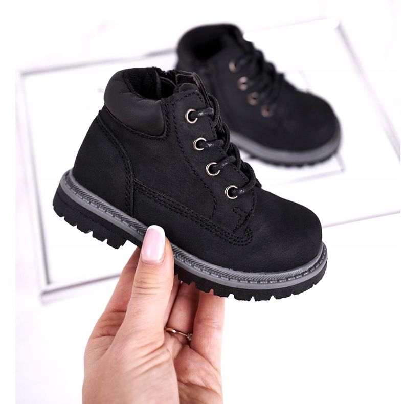 Apawwa Dziecięce chłopięce trapery botki czarne Moa 3