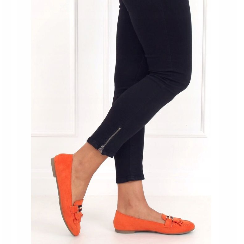 Mokasyny damskie pomarańczowe 88-381 Orange 2