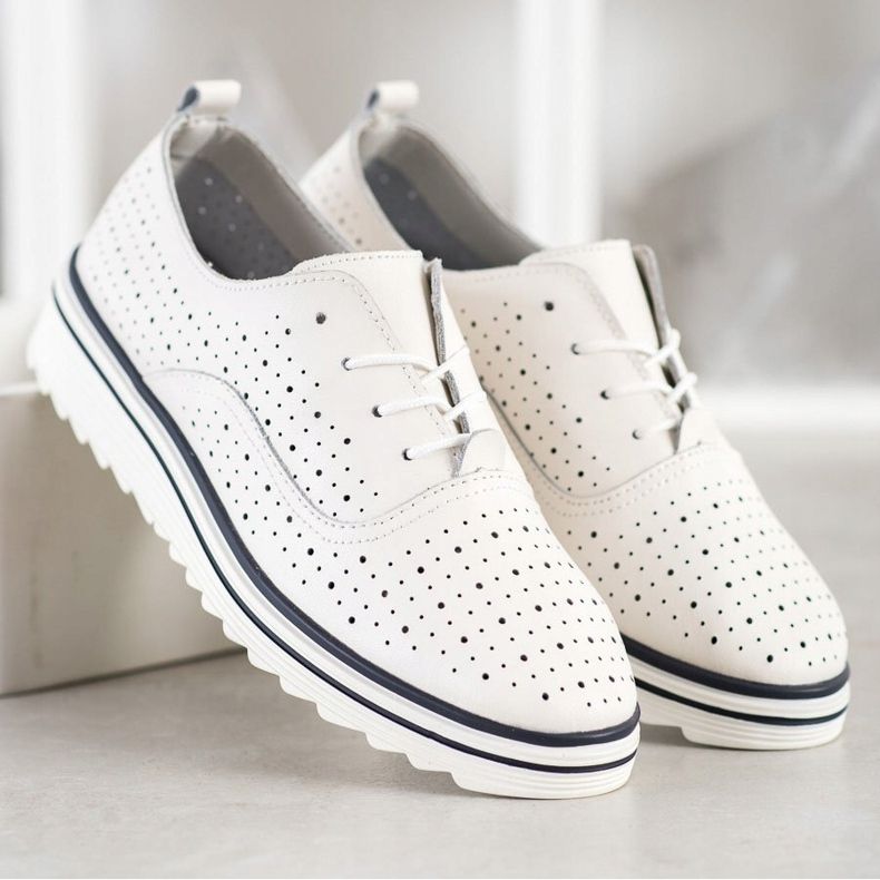 Goodin Ażurowe Obuwie Ze Skóry białe 2