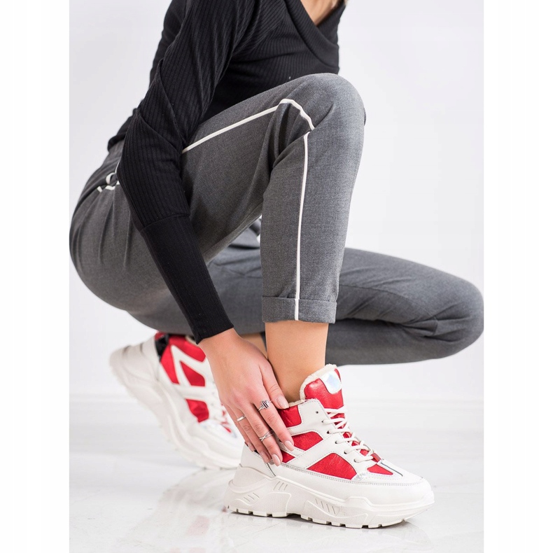 Seastar Sportowe Botki Fashion białe czarne czerwone 2