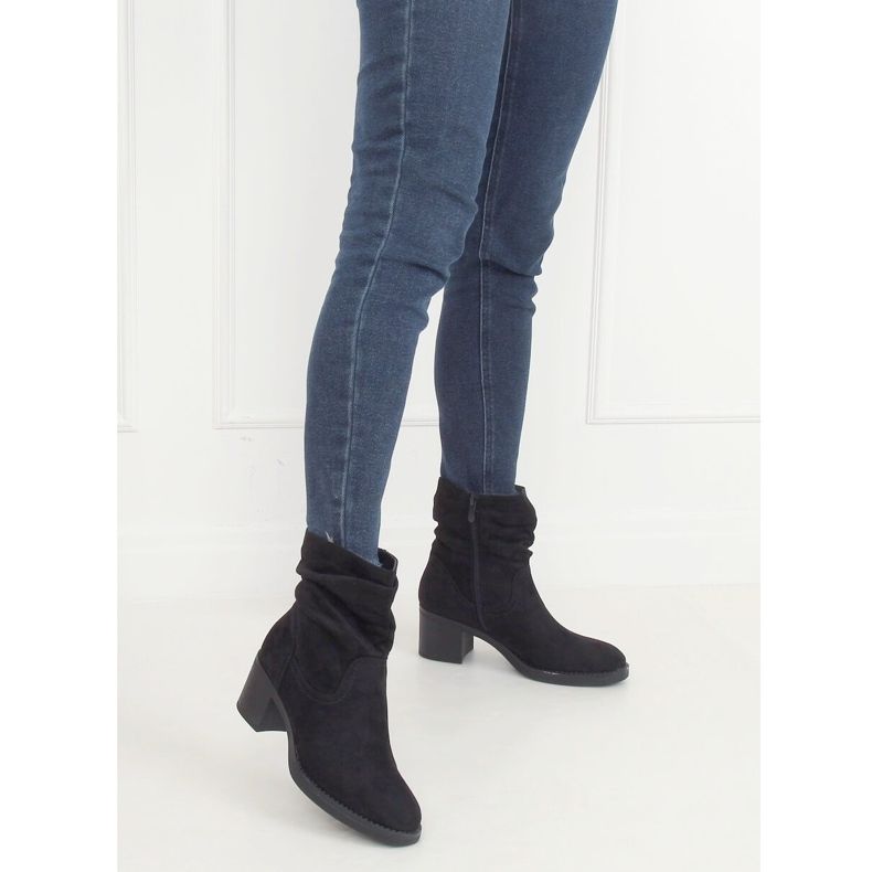 Botki na obcasie czarne 6341 Black 1