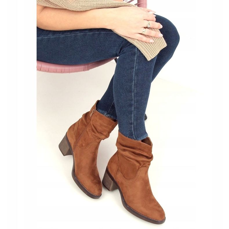 Botki na obcasie camel 6341 Camel brązowe 2
