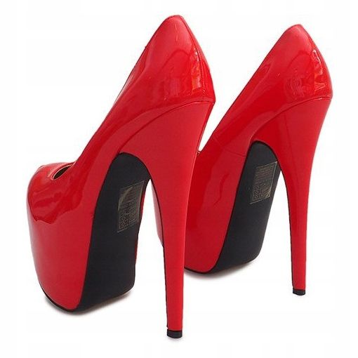 Wysokie Lakierowane Szpilki Na Platformie D905 Czerwony czerwone 3