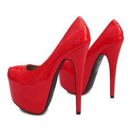 Wysokie Lakierowane Szpilki Na Platformie D905 Czerwony czerwone 4