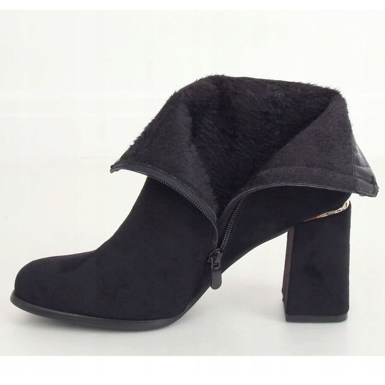 Botki na obcasie czarne 6053 Black 1