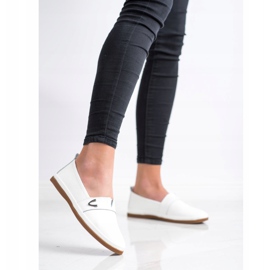 Skórzane Slipony VINCEZA białe 1