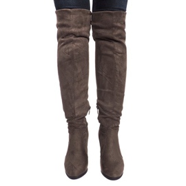 Zamszowe Kozaki Na Słupku K953 Zielony zielone 2