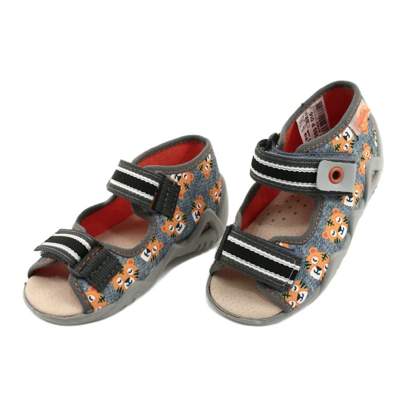 Befado żółte obuwie dziecięce  350P016 pomarańczowe szare 3