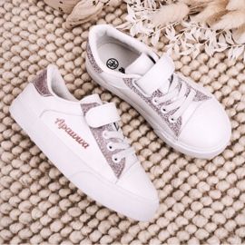 Apawwa Dziecięce Trampki Z Brokatem Białe Camila 1