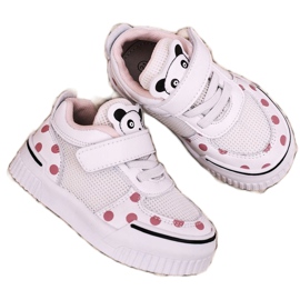 Apawwa Dziecięce Sportowe Buty Z Pandą Biało Różowe Chico białe 3