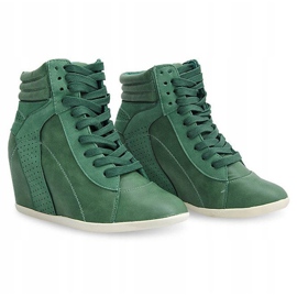 Sneakers Trampki Na Koturnie 950C Zielony zielone 3