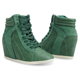 Sneakers Trampki Na Koturnie 950C Zielony zielone 4