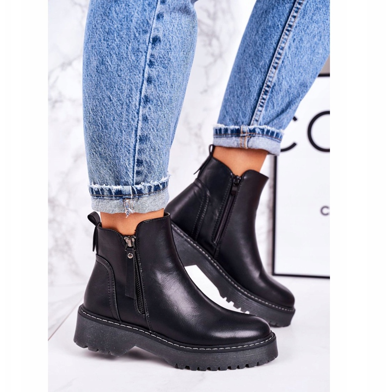 J.STAR But Damskie Ocieplane Botki Na Gumowej Podeszwie Czarne Moon Walk 1