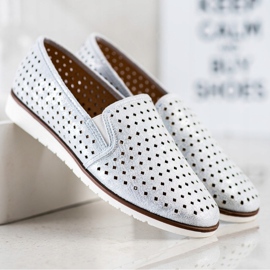 Kylie Błyszczące Ażurowe Slipony srebrny 1