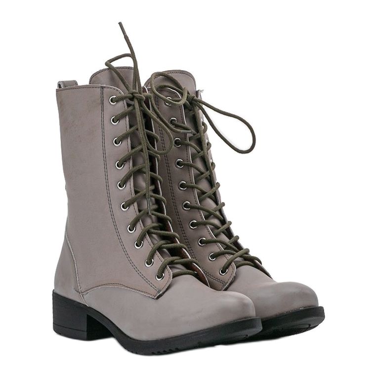Szare botki workery sznurowane S10 1