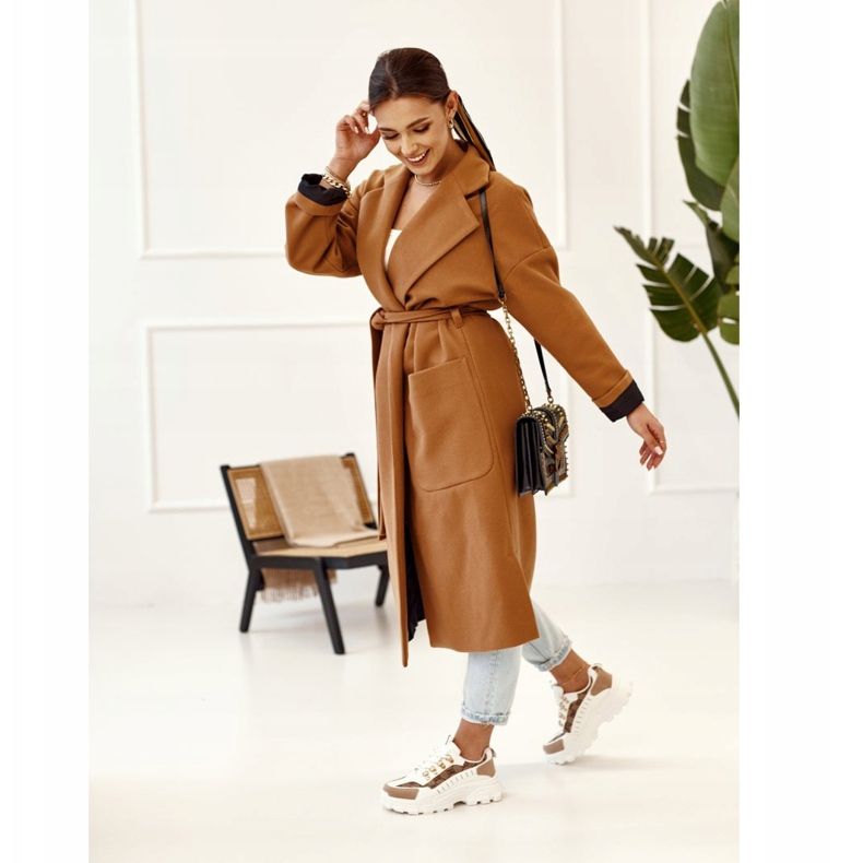 Damskie Sneakersy Na Masywnej Podeszwie Białe Daydreamer beżowy brązowe złoty 2