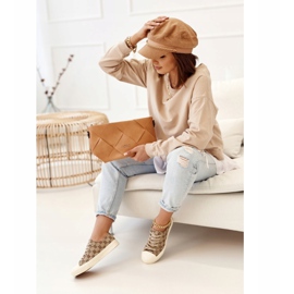 Damskie Klasyczne Logowane Trampki Khaki Challenge beżowy brązowe 1