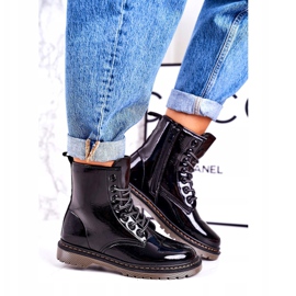 Damskie Ocieplane Trapery Glany Lakierowane Czarne Thunder 3