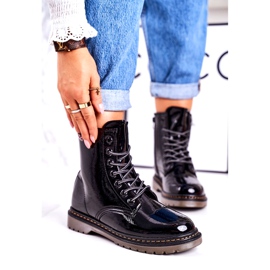 Damskie Ocieplane Trapery Glany Lakierowane Czarne Thunder 1