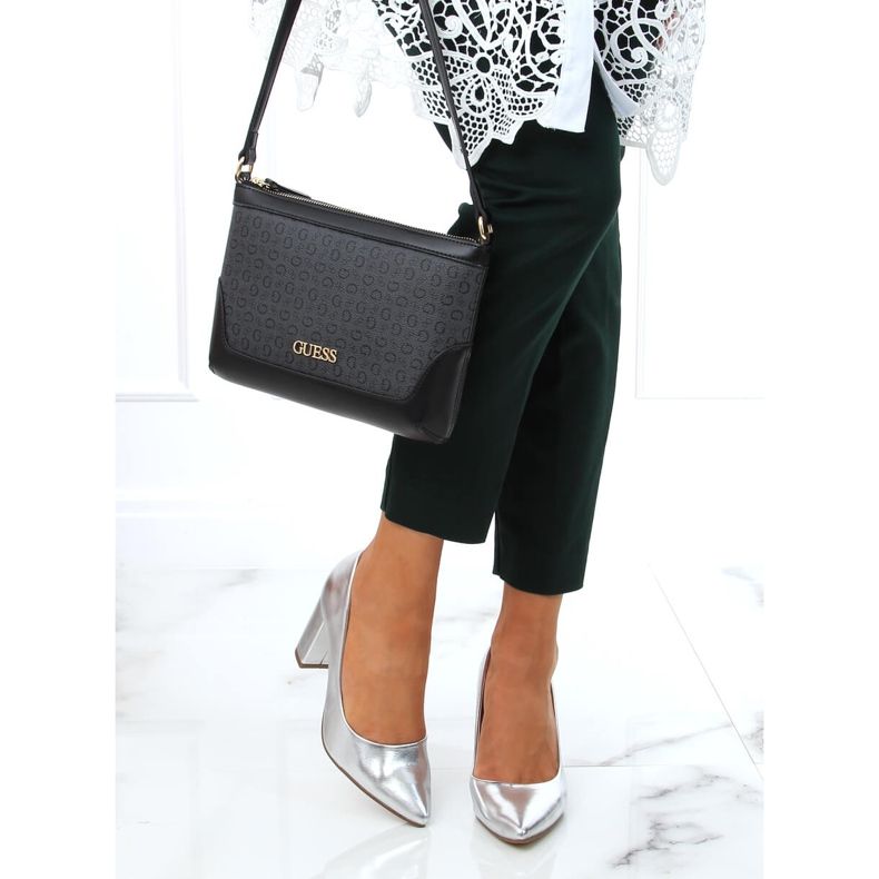 Czółenka na słupku srebrne NF-65P Silver srebrny 2