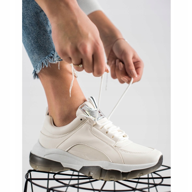 SHELOVET Białe Sneakersy Z Eko Skóry 2