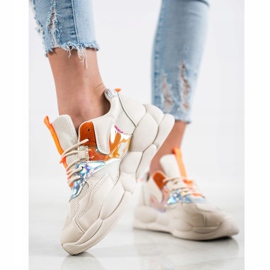 Bestelle Sneakersy Na Platformie Fashion beżowy pomarańczowe srebrny 2