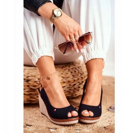 PS1 Sandały Na Plecionej Koturnie Czarne Tommy 1