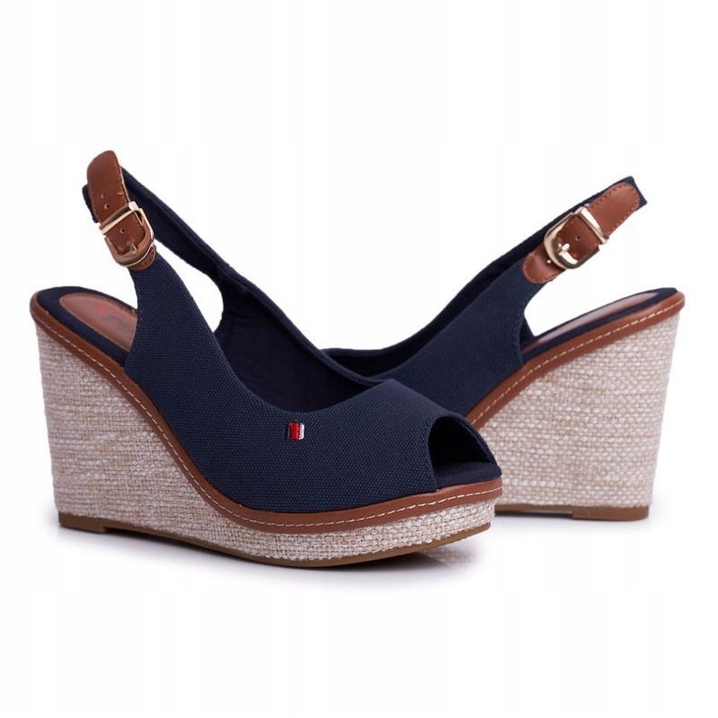 PS1 Sandały Na Plecionej Koturnie Granatowe Tommy 2