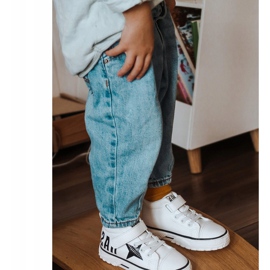 Apawwa Dziecięce Wysokie Trampki Na Rzep Białe Sparky 1