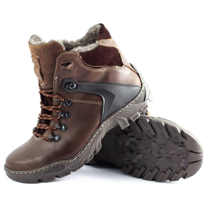 KENT Buty męskie zimowe 119 trekkingowe brązowe 2