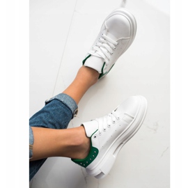 SHELOVET Sneakersy Z Ćwiekami białe zielone 1